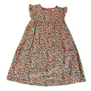MINI BODEN Floral corduroy ruffle sleeveless dress w/ heart pockets Size 7t - 8t